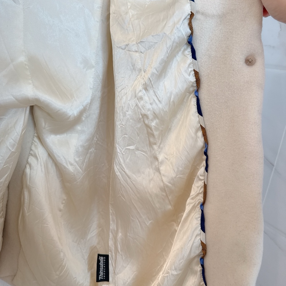 Vintage J. Crew Cream Wool & Cashmere Single Breasted Longline Tailored Overcoat - Picture 4 of 8